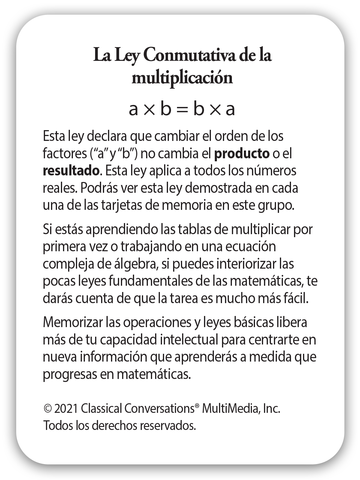 Multiplicación La Ley Conmutativa (CC Math Flashcards Spanish For Multiplication) - Image 4